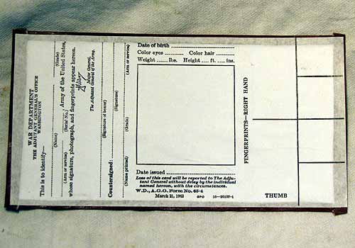 WW2 American ID Card reverse